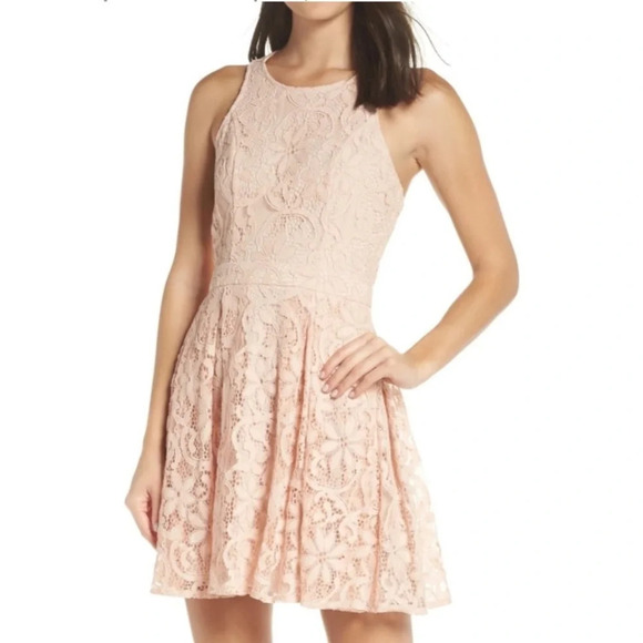 Lulu's Blush Pink Racer Back Lace Dress Size XS - Picture 1 of 9